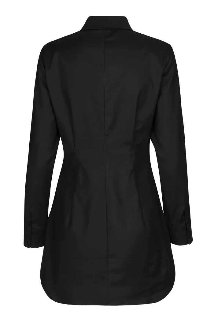 Raw Shirt Dress - Black