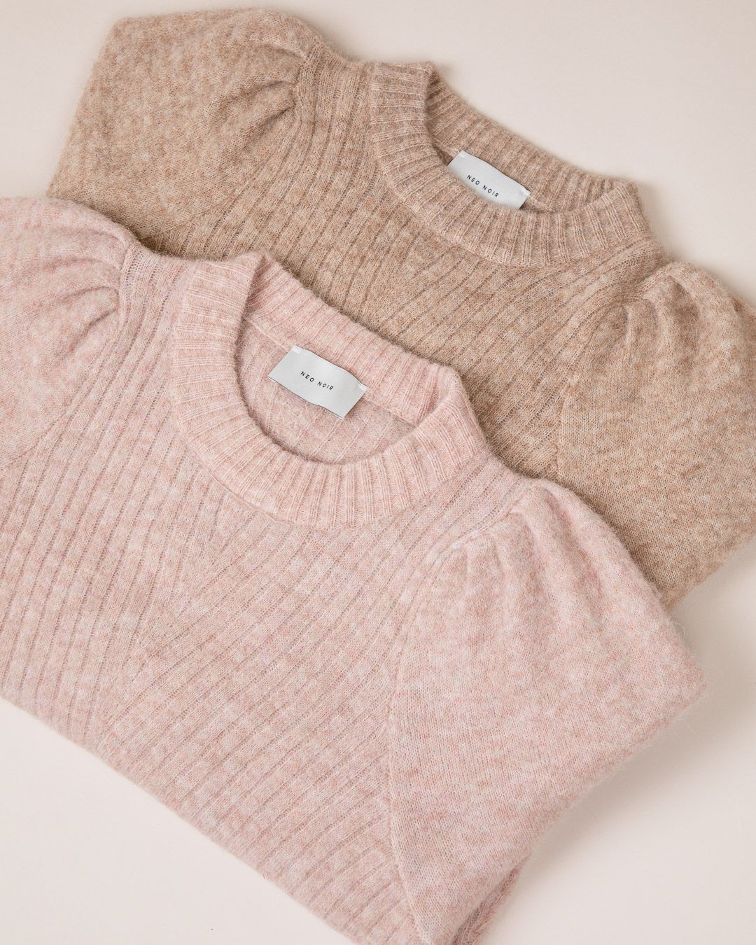 Kelsey Knit Blouse - Beige Melange - Neo Noir - Gensere - VILLOID.no