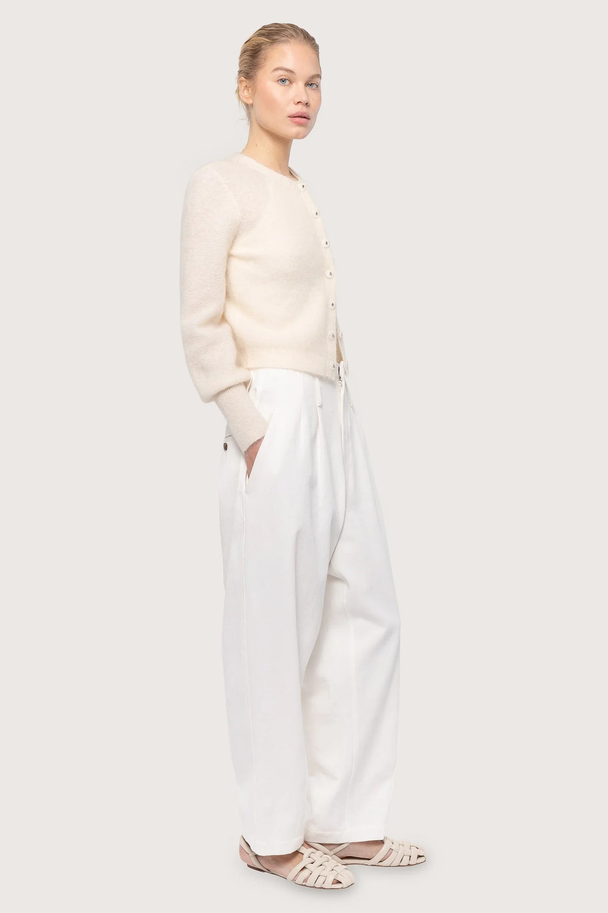 Mohair Petit Cardigan - Almond Milk