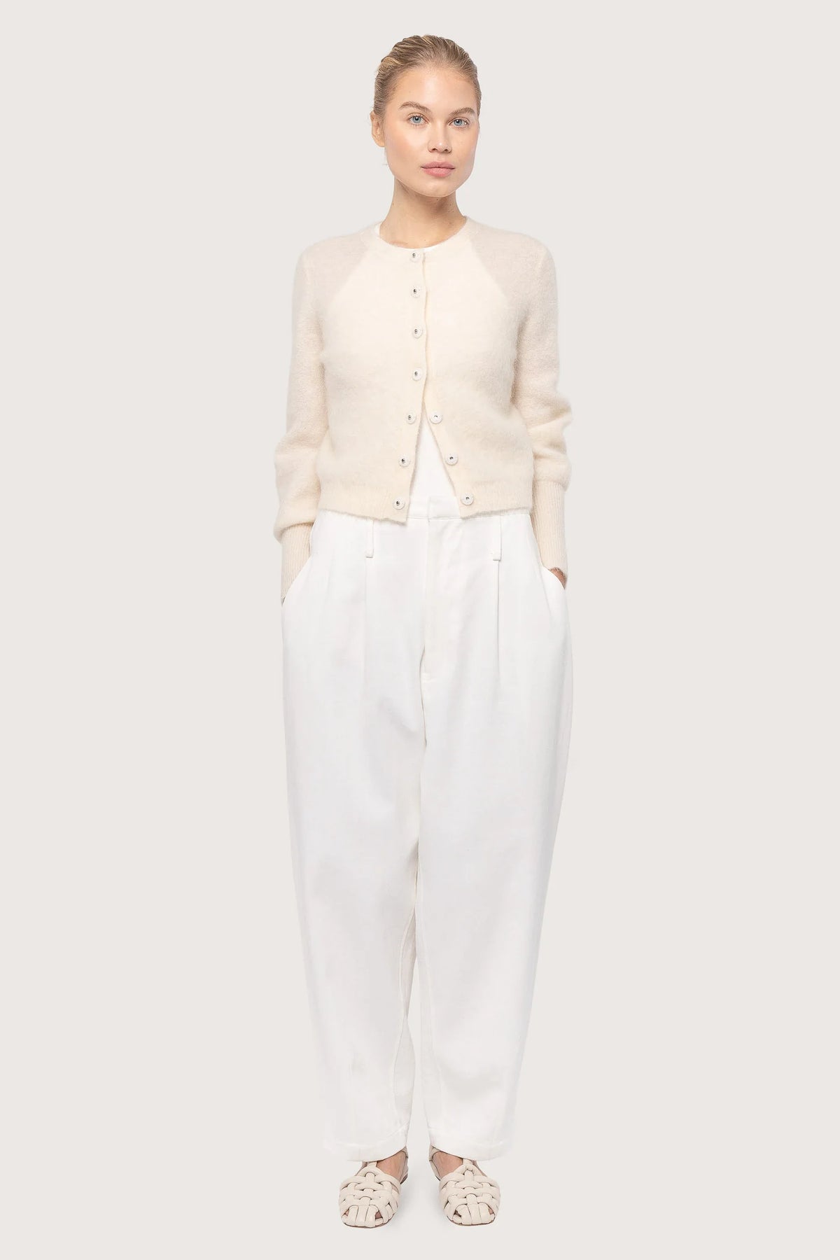 Mohair Petit Cardigan - Almond Milk