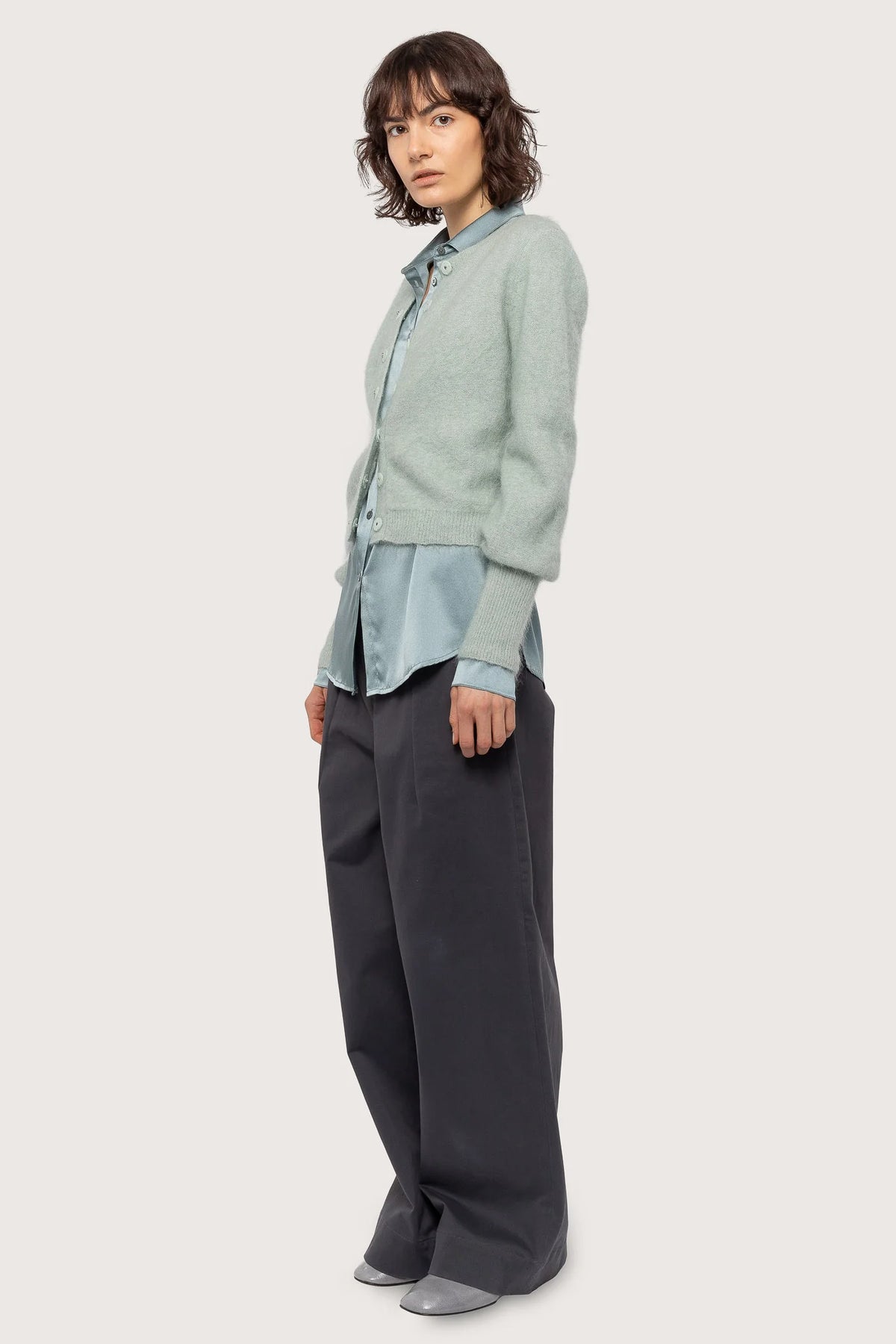 Mohair Petit Cardigan - Feather Green