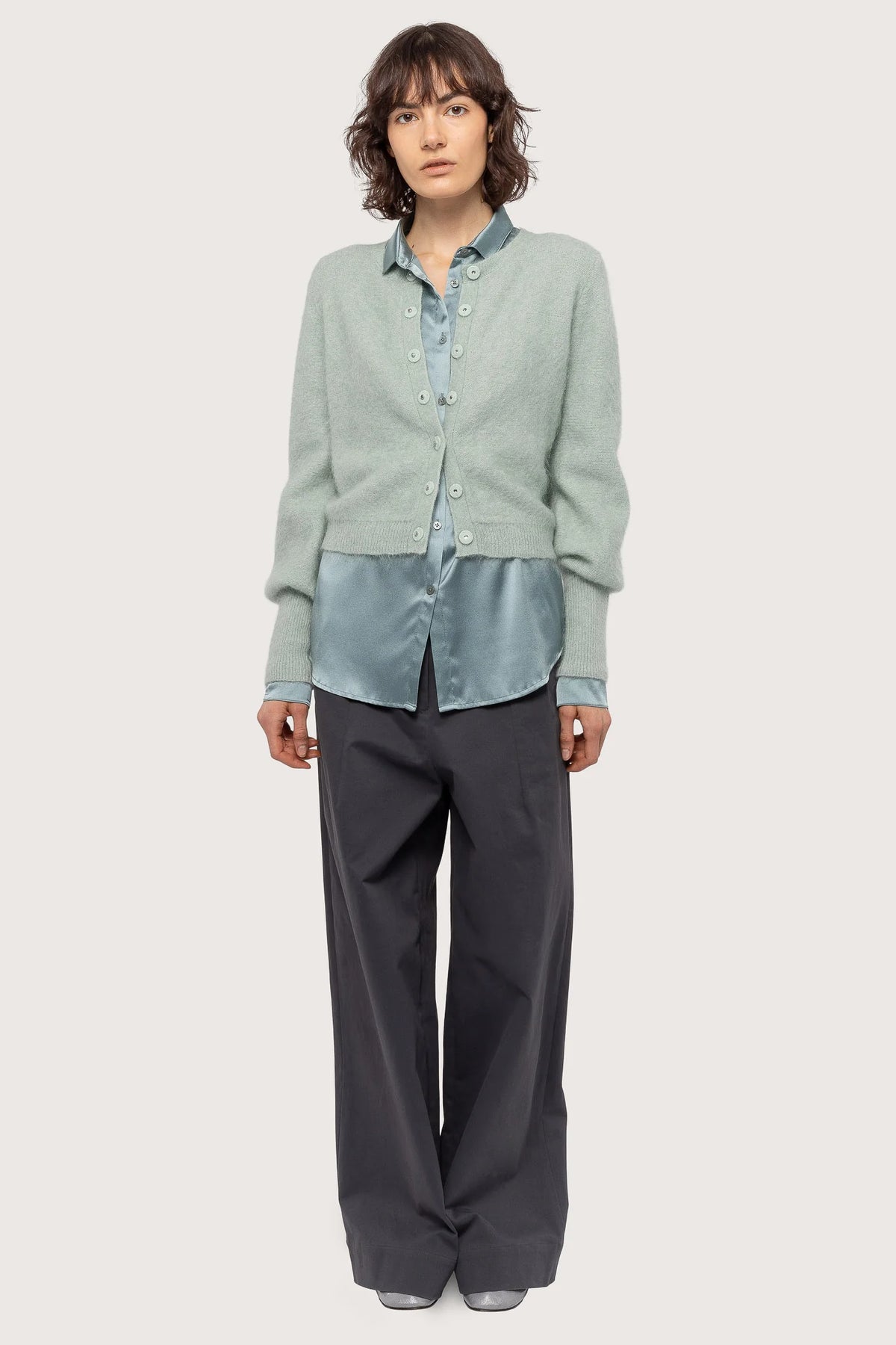 Mohair Petit Cardigan - Feather Green