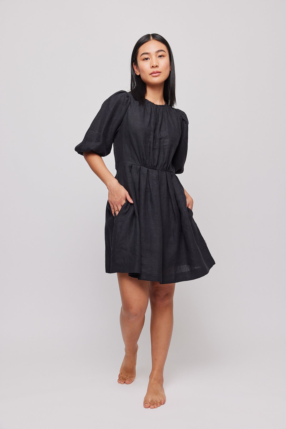 Eli Linen Dress - Black