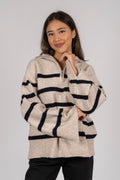 Nevena Stripe Knit Blouse - Sand
