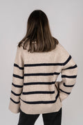 Nevena Stripe Knit Blouse - Sand
