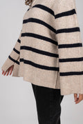 Nevena Stripe Knit Blouse - Sand