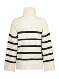 Nevena Stripe Knit Blouse - Sand