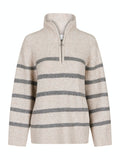 Nevena Stripe Knit Blouse - Sand/Grey