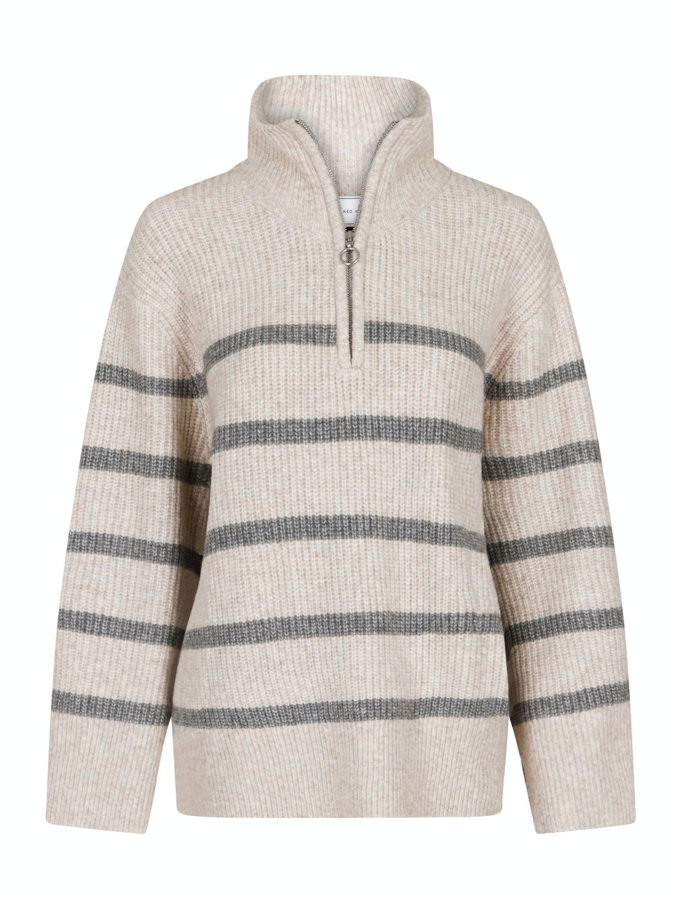 Nevena Stripe Knit Blouse - Sand/Grey