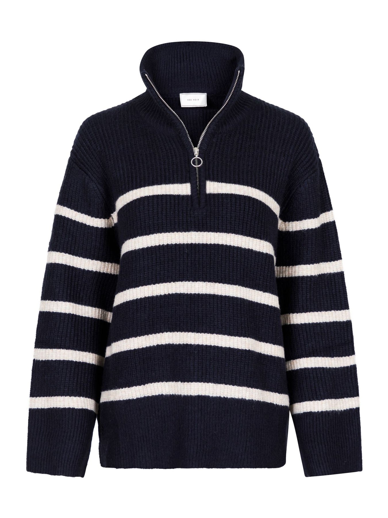 Nevena Stripe Knit Blouse - Navy/Sand
