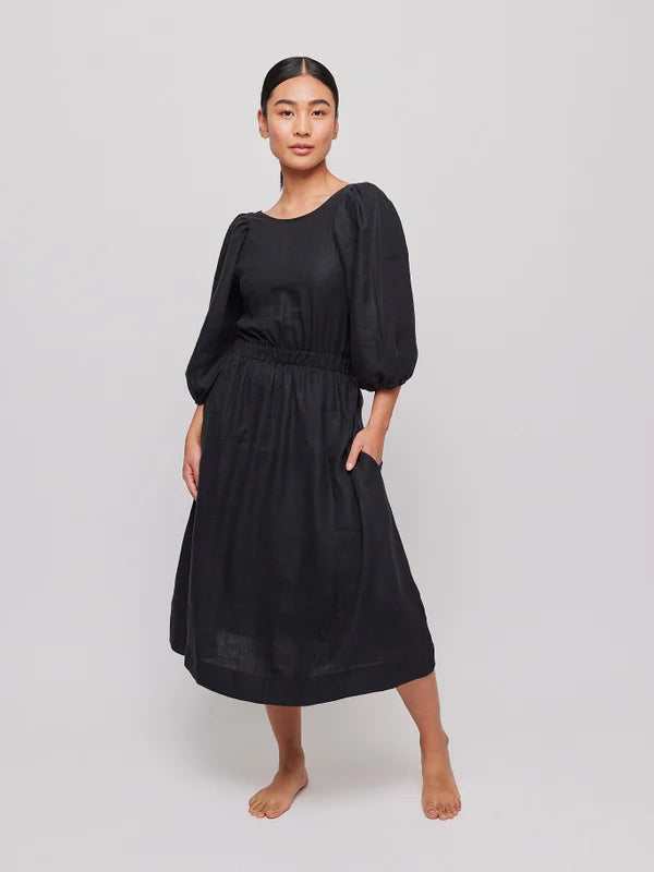 Rebecca Linen Dress - Black