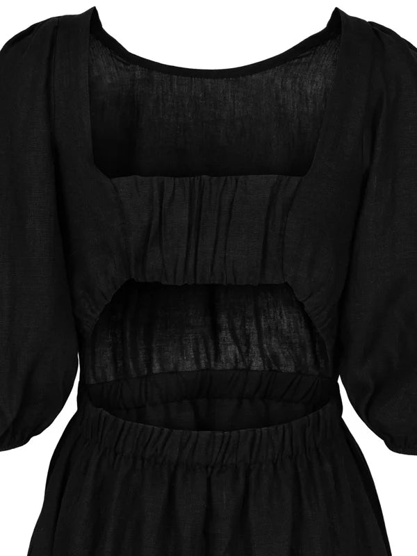 Rebecca Linen Dress - Black