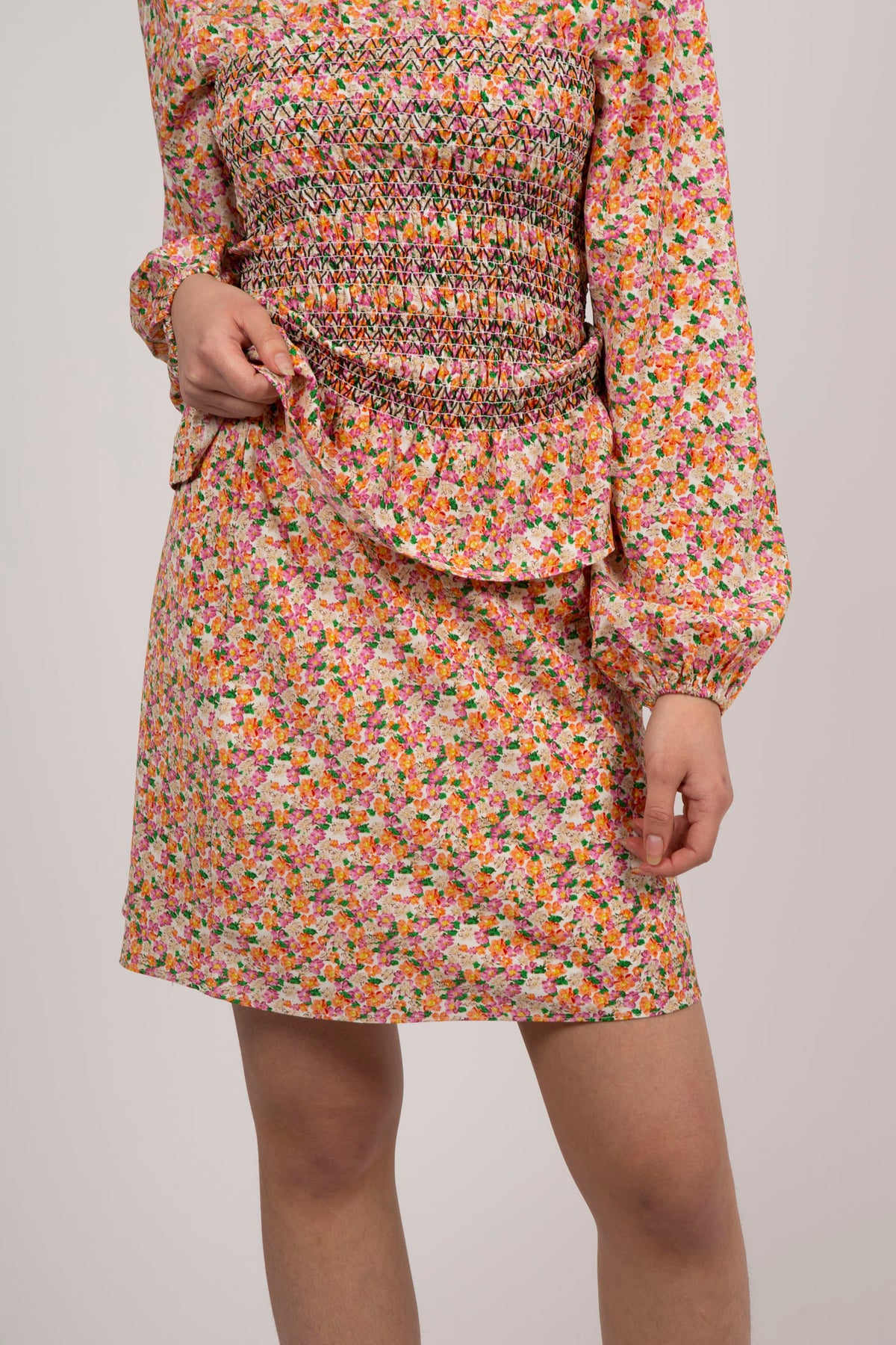 Lunna Warm Floral Skirt - Pink
