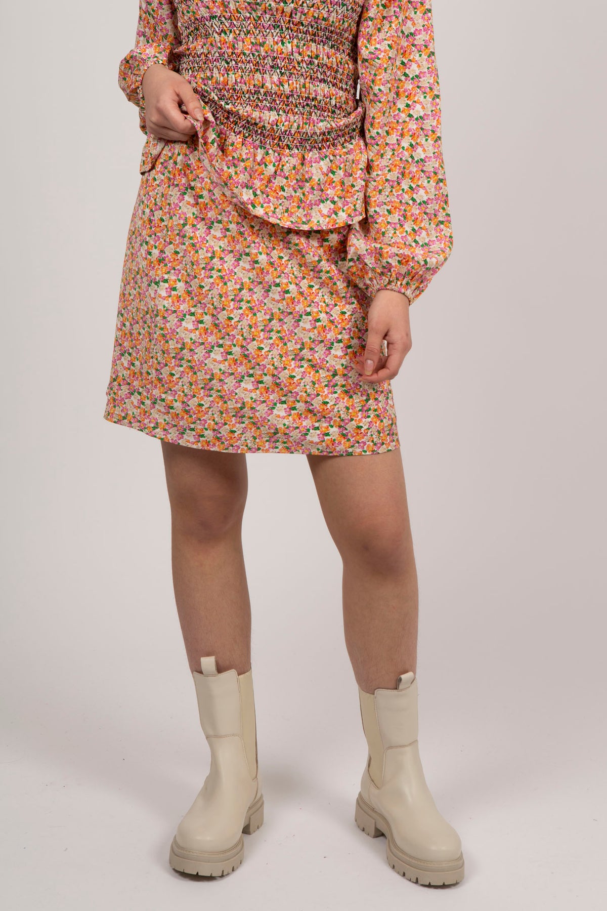 Lunna Warm Floral Skirt - Pink