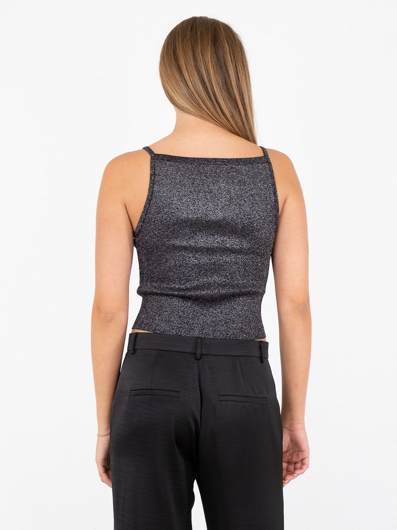 Marta Glitter Knit Top - Black