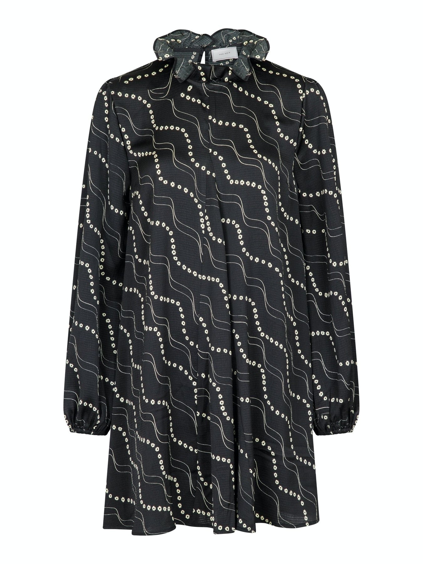 Taiga Flower Stripe Dress - Svart