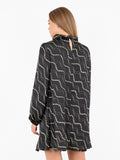 Taiga Flower Stripe Dress - Svart