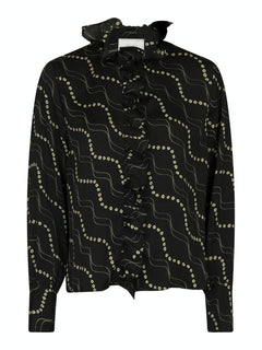 Baxter Flower Stripe Shirt - Black