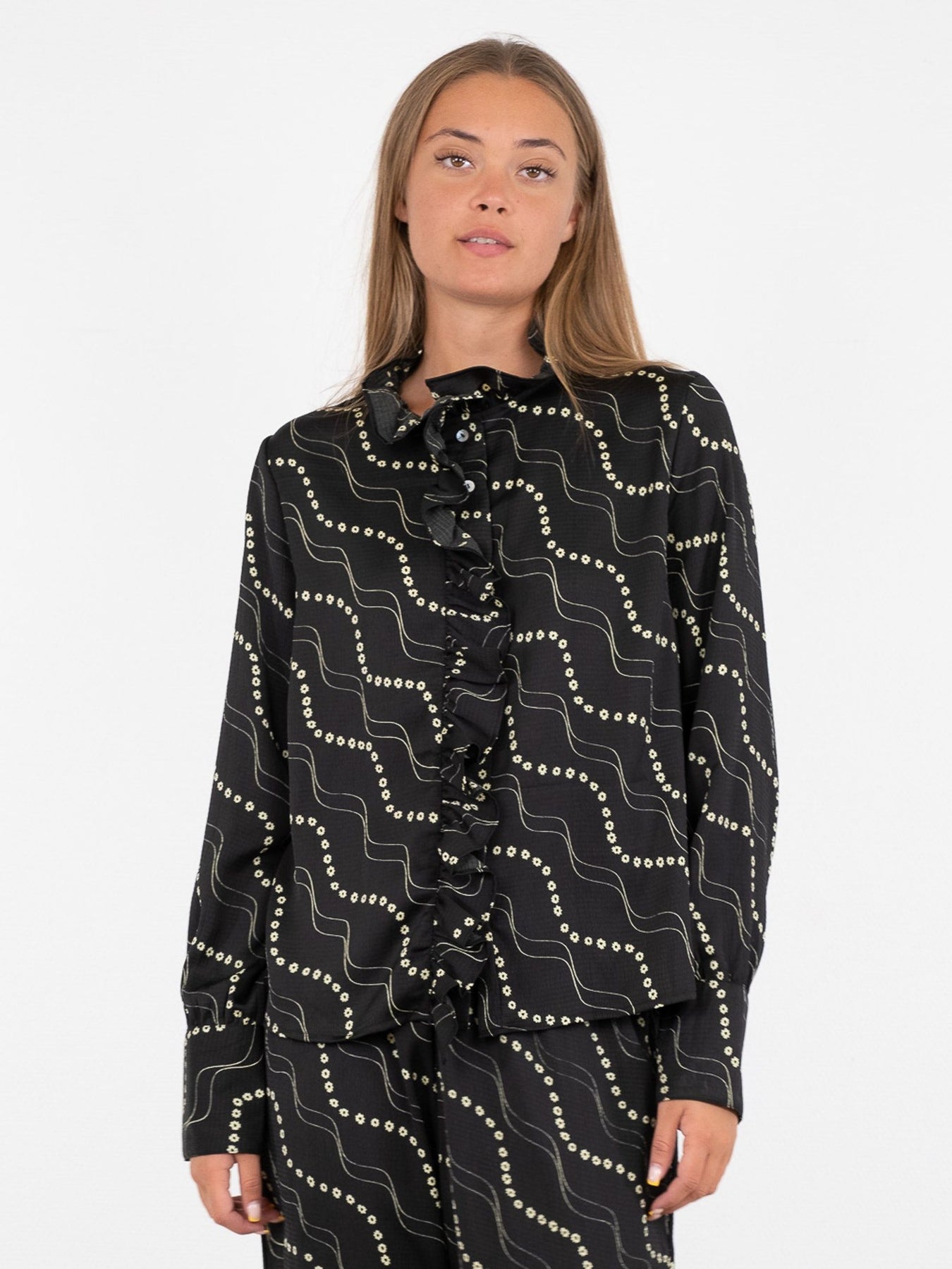 Baxter Flower Stripe Shirt - Black