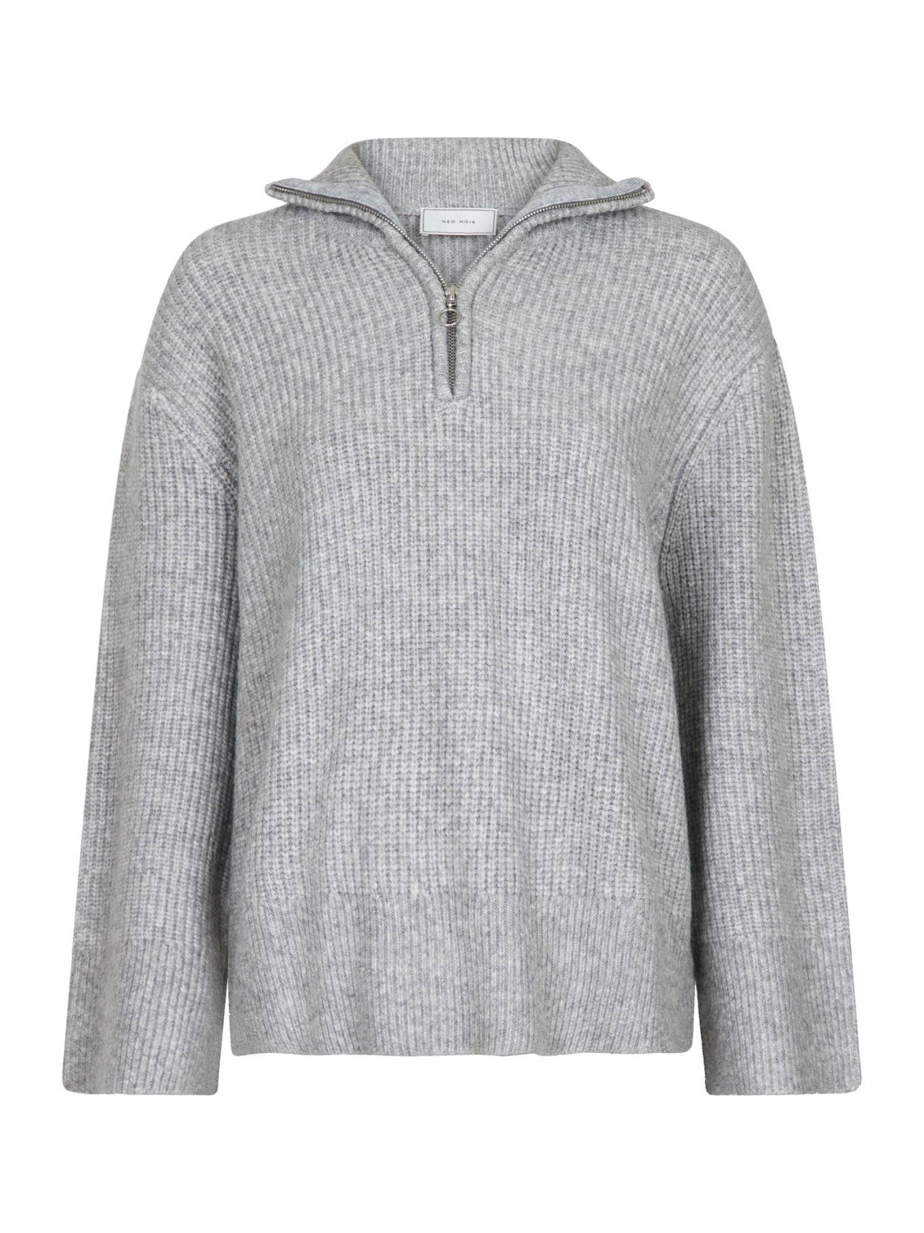 Nevena Solid Knit Blouse - Grey Melange
