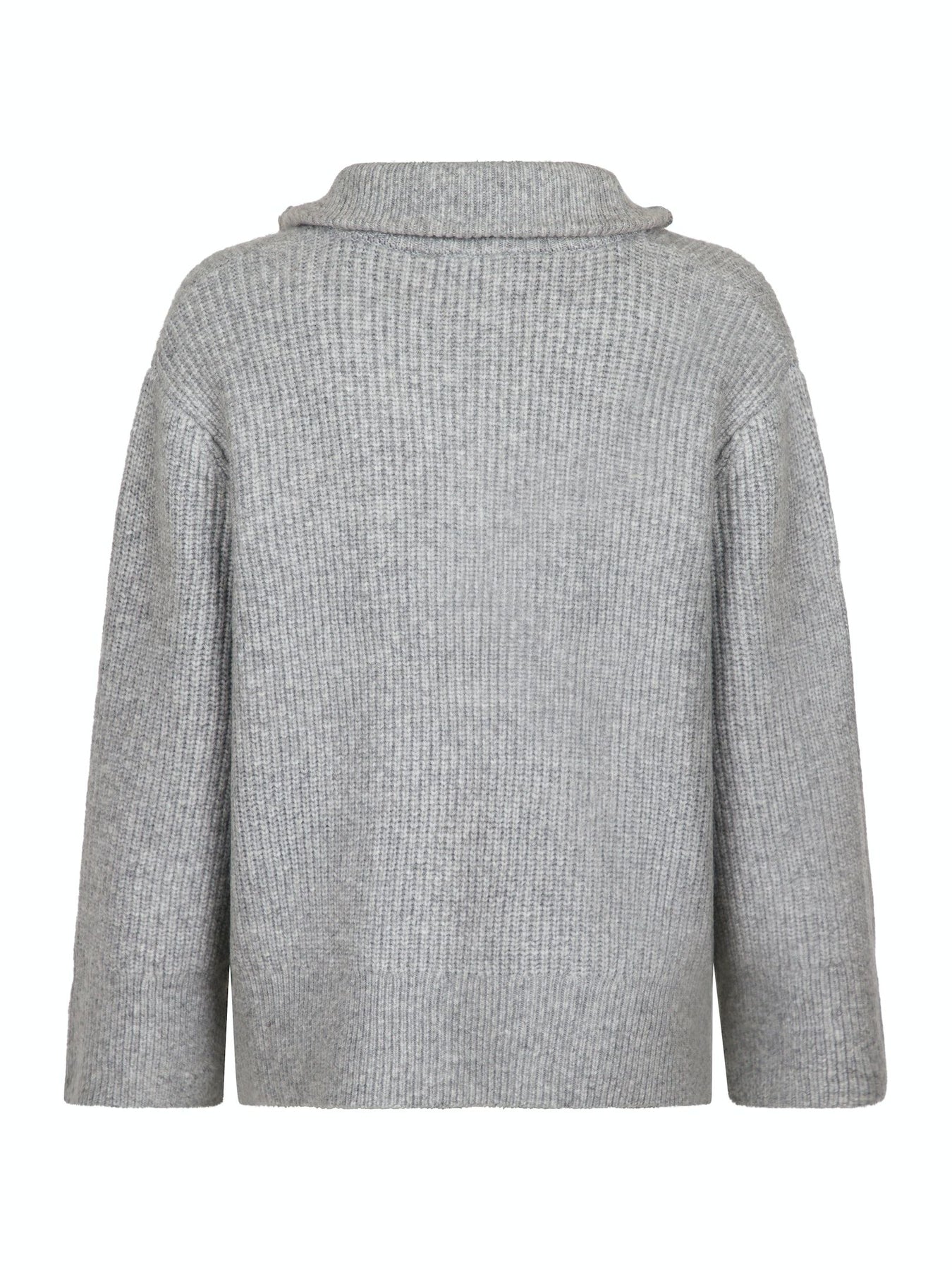 Nevena Solid Knit Blouse - Grey Melange
