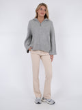 Nevena Solid Knit Blouse - Grey Melange