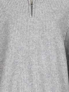 Nevena Solid Knit Blouse - Grey Melange