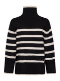 Fanning Stripe Knit Blouse - Black