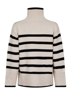 Fanning Stripe Knit Blouse - Sand