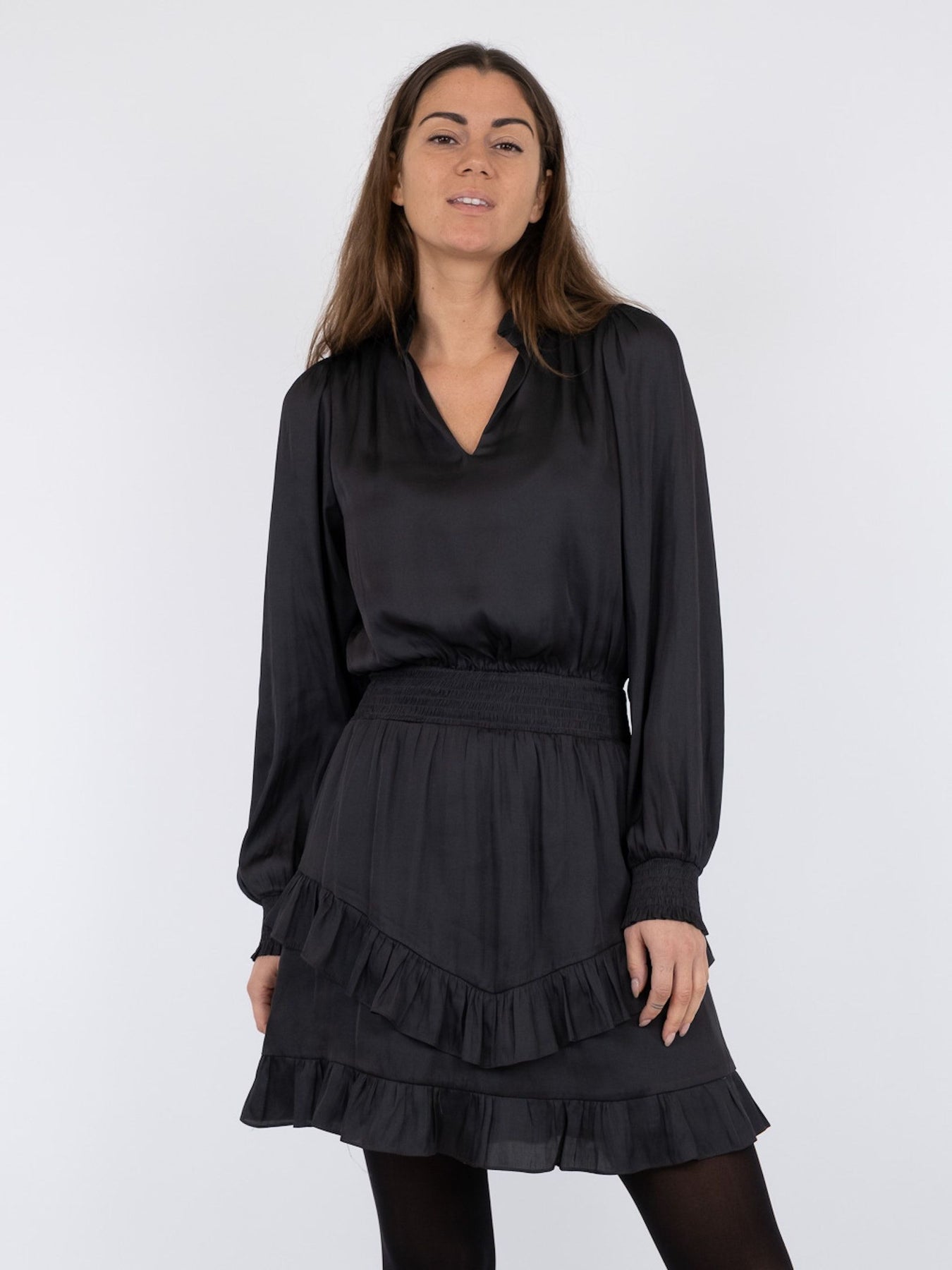Porto Satin Dress - Black