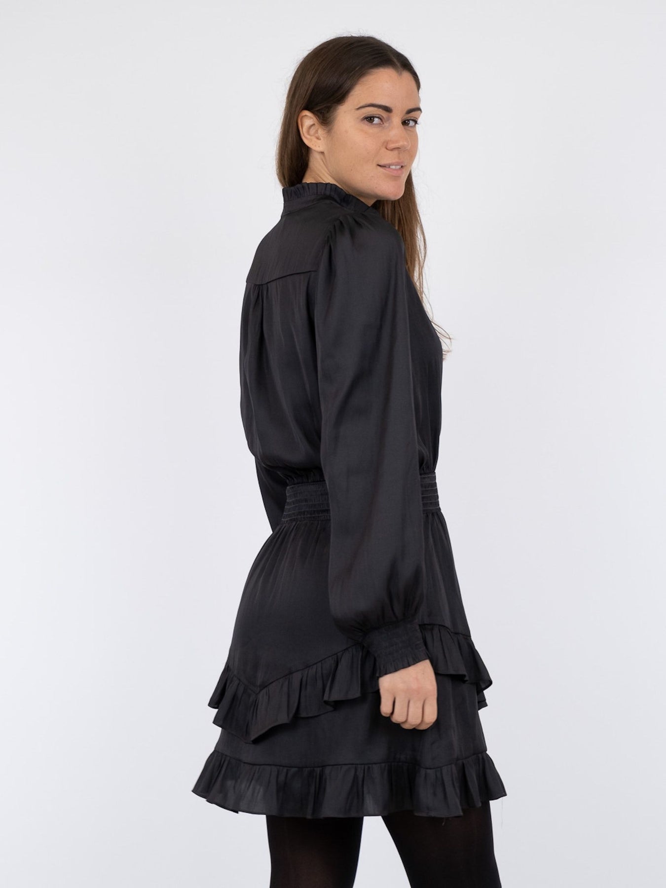 Porto Satin Dress - Black