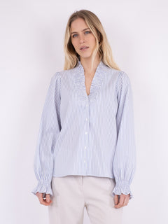 Brielle Stripe Shirt - White/Light Blue