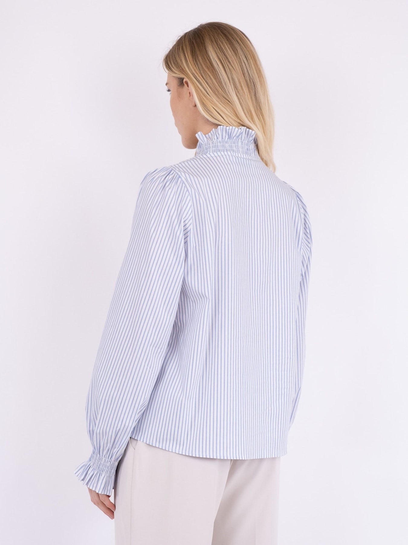 Brielle Stripe Shirt - White/Light Blue