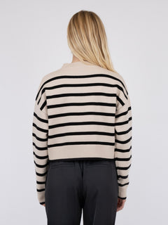 Rebekka Stripe Knit Blouse - Sand