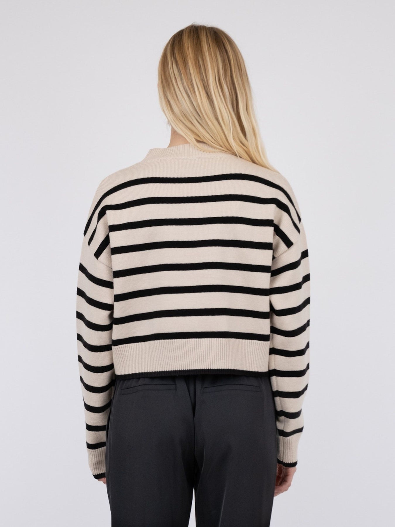 Rebekka Stripe Knit Blouse - Sand