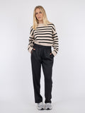 Rebekka Stripe Knit Blouse - Sand