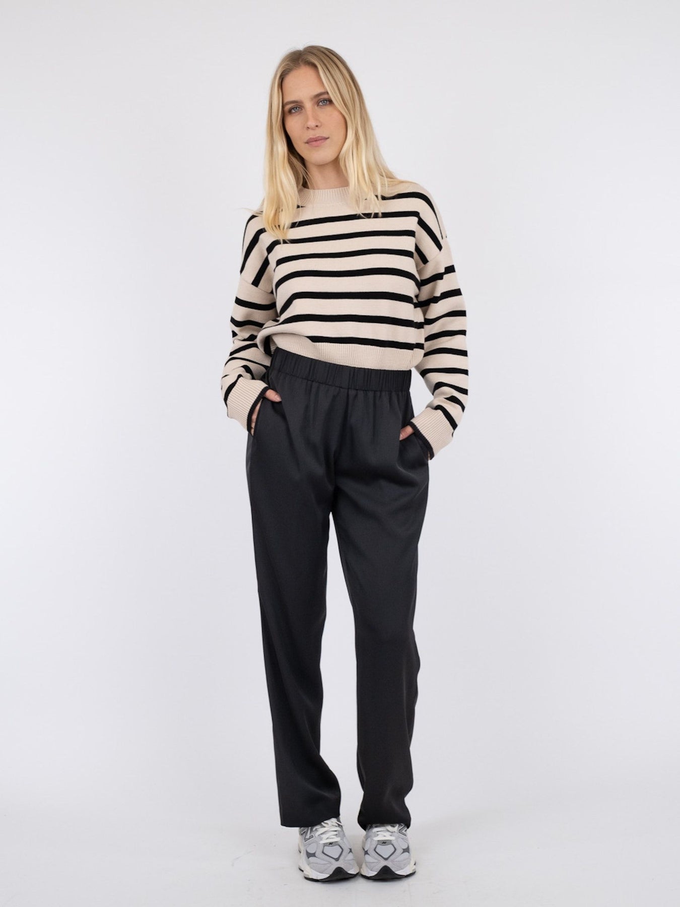Rebekka Stripe Knit Blouse - Sand