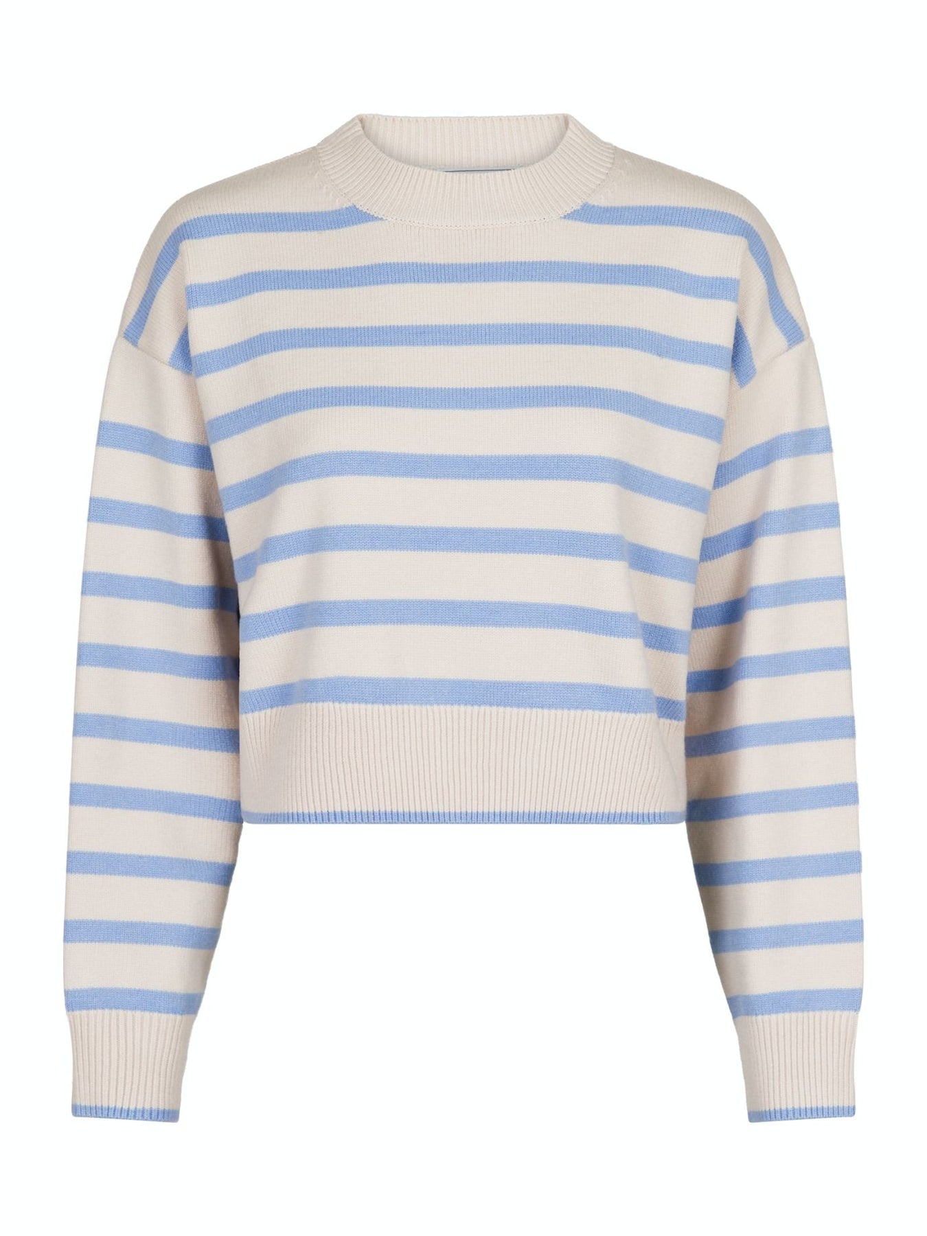 Rebekka Stripe Knit Blouse - Sand/Light Blue