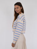 Rebekka Stripe Knit Blouse - Sand/Light Blue