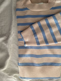 Rebekka Stripe Knit Blouse - Sand/Light Blue