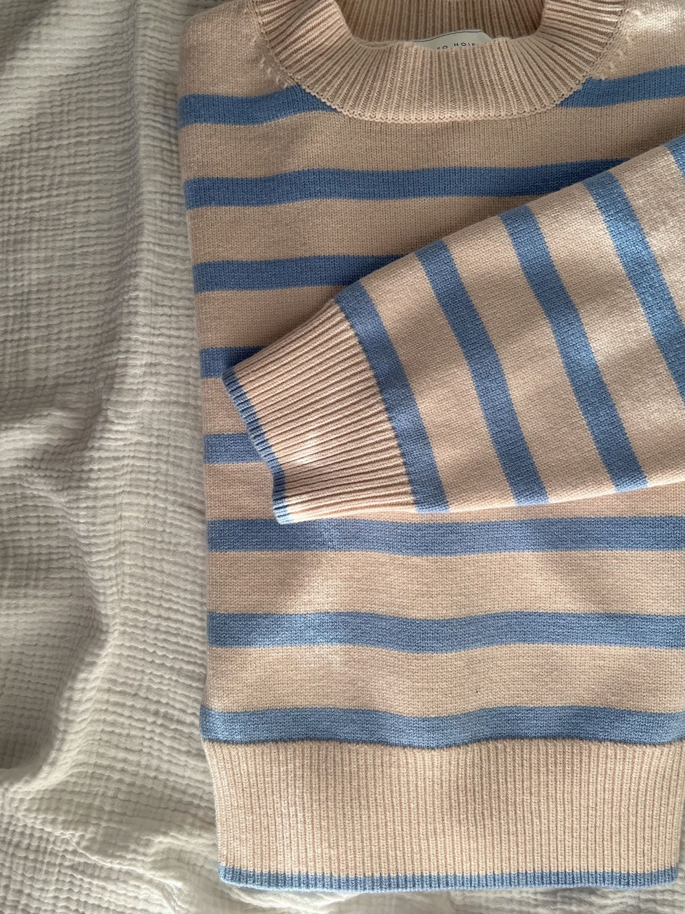 Rebekka Stripe Knit Blouse - Sand/Light Blue