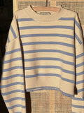 Rebekka Stripe Knit Blouse - Sand/Light Blue