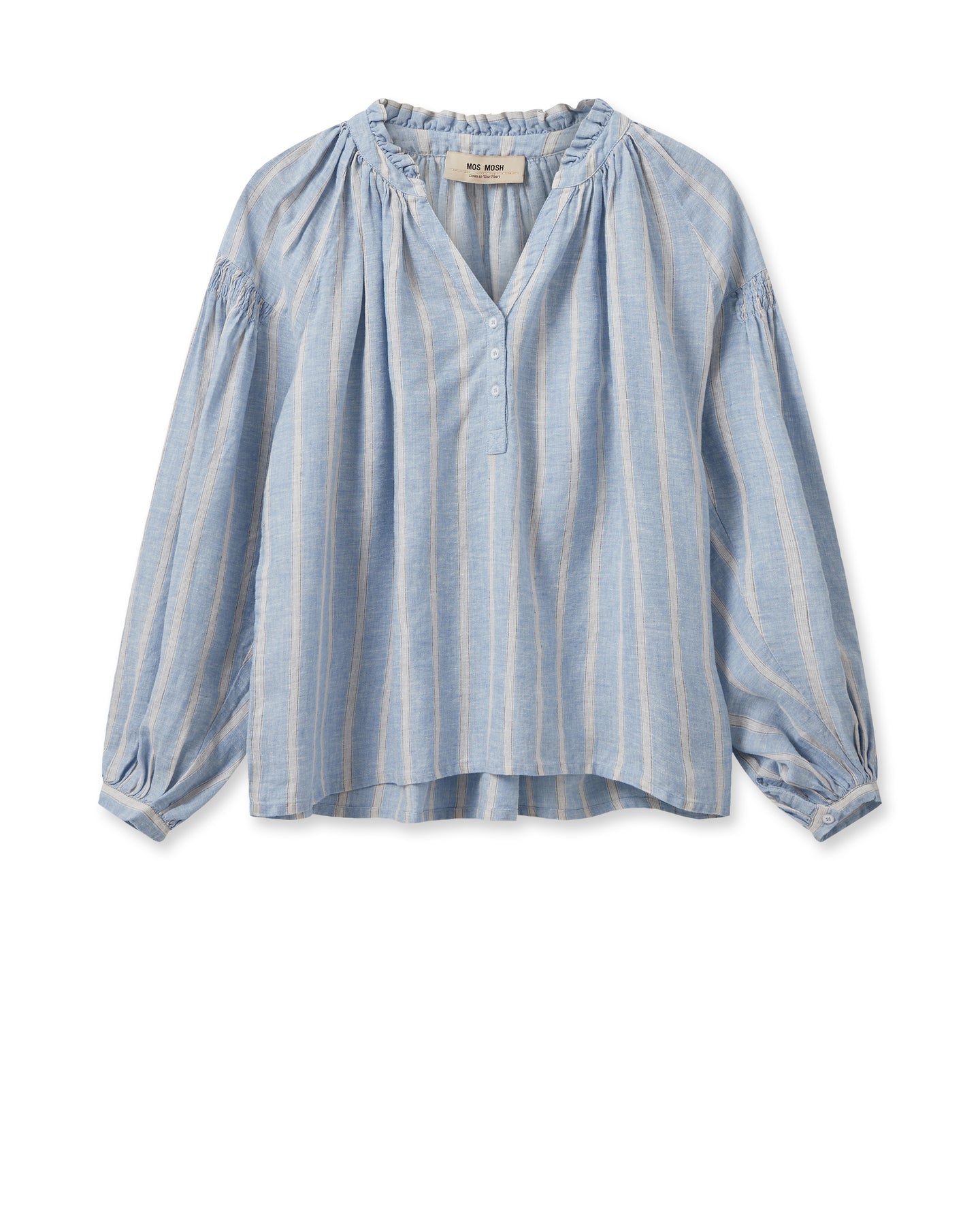 Safi Striped Linen Shirt - Cashmere Blue