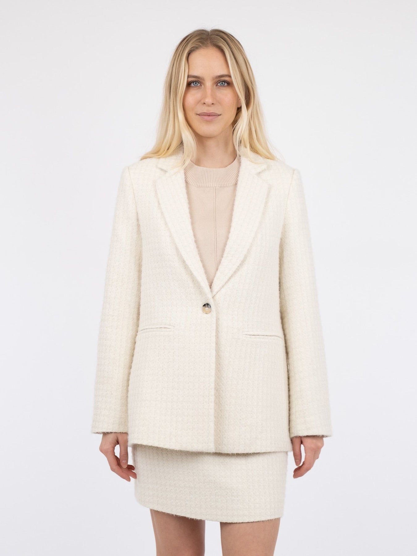 Avery Check Boucle Blazer - Off White