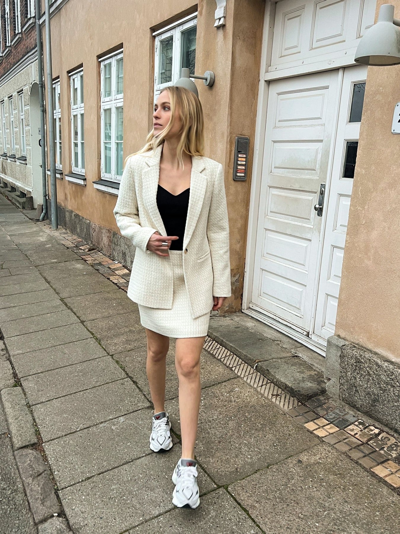 Helmine Check Boucle Skirt - Off White