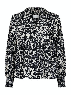 Stone Abstract Blouse - Black