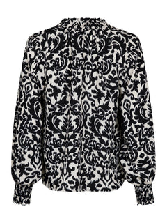 Stone Abstract Blouse - Black