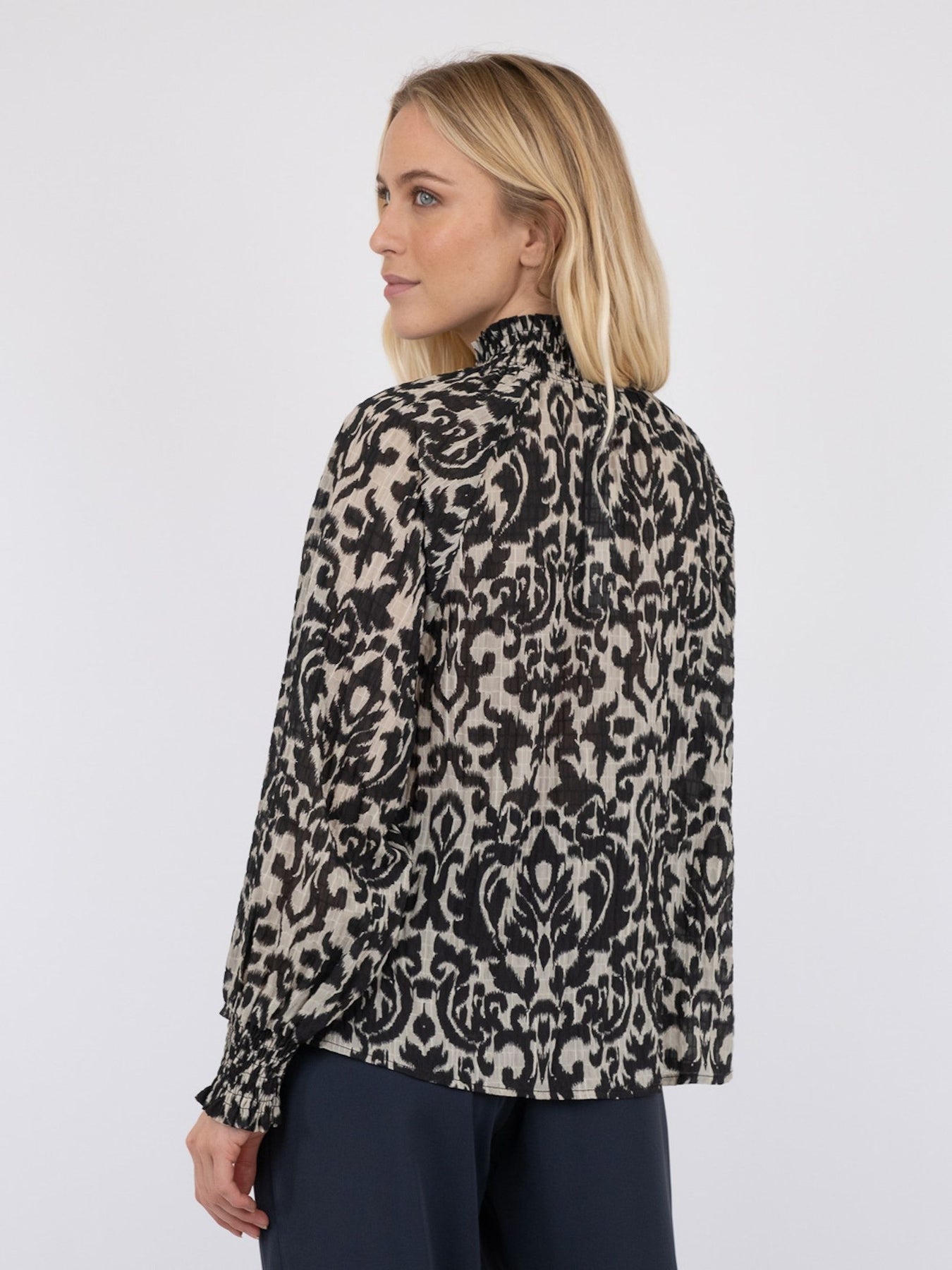 Stone Abstract Blouse - Black