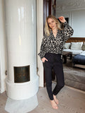 Stone Abstract Blouse - Black