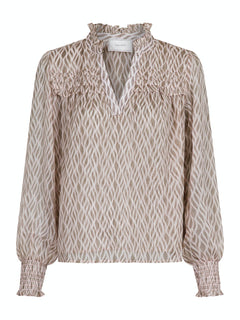 Rhia Graphic Fire Blouse - Powder